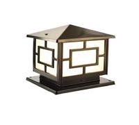 Outdoor Wall Lights Square Column Headlight Courtyard Exterior Waterproof Post Lamp Antirust Rainproof Glass Lampshade Pillar for Patio Garden Porch Streetlight Decor (Black 30cm)