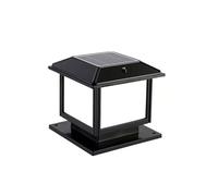Outdoor Wall Lights Square Solar Pillar Lamp IP54 Waterproof Column Pedestal Light Victorian Style Stigma Lanterns Landscape Post Cap for Villa Gate Street Lantern Lamp(Brown (Black 25cm)