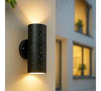 Outdoor Wall Lights, Up Down Mains Powered Lighting, Black Stainless Steel IP44 Waterproof, Exterior Wall Sconce for Indoor, Front Door, Patio, Garden, Hallway, Porch, Garage, Post