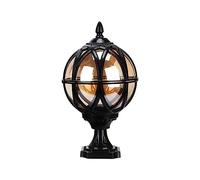 Outdoor Wall Lights Vintage Sphel Pillar Lamp IP54 Waterproof Retro Column Headlight Garden Landscape Post Light for Aluminium Villa Fence Terrace Community Street Lantern Pilla (B (Black 21.5cm)