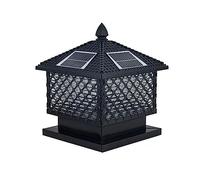 Outdoor Wall Lights Waterproof Square Solar Post Light Outdoor Antique Lawn Pillar Lamp Aluminum LED Column Lamp with Remote Control for Courtyard Landscape Villa Street Lantern Waterproof Pillar Lam
