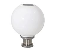 Outdoor Wall Lights White Ball Shape Solar Pillar Lights Stainless Steel Waterproof Post Lamp Round Ball LED Column Head Light for Garden Villa Pillar Fence Deck Cap Light Lantern Waterproof Pill