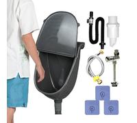 Outdoor Wall Urinal - Covered Odour Blocking, 38.5cm Height RV Bathroom Accessory, Complete Water Inlet Pipe Attachment, Solid Synthetic Polymer Washroom | Vehicle Commode for Travellers & Guys