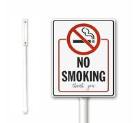 Outdoor Warning Sign, NO SMOKING THANK YOU Yard Sign With Stake, 18x22cm, Rust Free Heavy Aluminum, Weatherproof and Fade Resistant