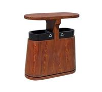 Outdoor Waste Container Double-barrel Metal Rubbish Bin Garbage Can Patio