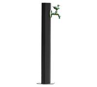 Outdoor Water Column Faucet - Stainless Steel Garden Fountain with Fire Hydrant Design Self-Supporting Ideal for Irrigation & Washing (Black 20.5 x 86 cm)