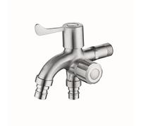 Outdoor Water Faucet Double tap Multifunction Stainless Steel Washing Machine Outside Bathroom,Brushed D(Brushed D)
