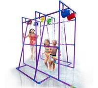 Outdoor Water Play for Kids, Backyard Waterpark Sprinkler Summer Toy, Fun Outside Play Structure for Kids with Sprinkler, Water Buckets and Splash Wheels, Family Backyard Waterpark