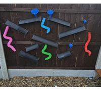 Outdoor Water Play Set, Colourful Activity Tubes and bLACK Water Chutes, Children's Sensory Play Equipment (Black Chutes)