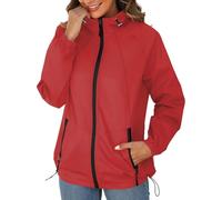 Outdoor Water Resistant Ladies Hooded Coats, Softshell Outerwear Functional Windbreaker Water Proof Raglan Cuff Hooded Raincoat Overcoat Ladies Coat Sports Hiking Activewear