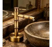 Outdoor Water Spigot Brass Garden Water Fountain Column Vertical Yard Hydrant for Washing Irrigation, Free-Standing Garden Tap - Bamboo-Joint Design(Bottom Inlet,51.5cm)