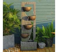 Outdoor Waterfall Fountain 5 Tier Tall Design 49.2 Inch Water Fountain with LED Lights and Pump Decorative Water Feature for Garden Patio Backyard