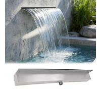 Outdoor Waterfall Fountain Spillway for Garden Pond - 18in Stainless Steel Water Feature Heavy Du & Rustproof Includes Pipe Connector for Stunning Rock Waterfall Design