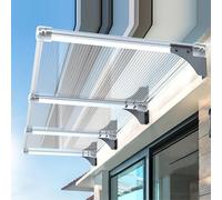 Outdoor Waterproof Awning Canopy UVResistant Polycarbonate Cover for Doors & Windows Rain & Snow Protection Brown 80x390cm (31x154 inches)