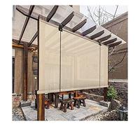 Outdoor Waterproof Blackout Roller Blind with Sticky Hook Breathable for Patios & Pergolas 1.5x1.5m Beige - Sunshade & Privacy Solution
