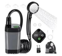 Outdoor Waterproof Camping Shower Set with Digital Screen & Rechargeable Electric Pump Intelligent LED Display, IPX8 Waterproof Pump for RV, Travel, Hiking, Pet Bath, Beach