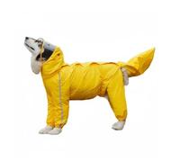 ＡＷＨＡＯ Outdoor Waterproof Coat Dog Raincoat Jumpsuit Slicker With Hood Four Leg Coverage Gendered Cut Reflective Highlights Detachable Tail Cover Polyester, Yellow, 10XL