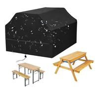 Outdoor Waterproof Cover for Kids Picnic Table Heavy Duty Protection for Beer Bench Set Garden Table Shield Black Protective Canvas for Wooden Picnic Seating (Size: 160 * 150 * 80cm)