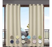 Outdoor Waterproof Curtain 1 Panel 280 x 200 cm UV Protection Sunshade Blackout Patio Drapes Indoor/Outdoor Use Various