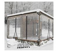 Outdoor Waterproof Curtain Transparent Plastic Tarpaulin with Zip Doors PVC Heavy Duty Waterproof Tarpaulin Side Panels for Pergola, Porch(2.5X2.5m/8.2x8.2ft)