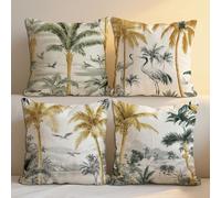 Outdoor Waterproof Cushion 80x80 cm Set of 4 Decorative Throw Pillows for Garden Patio & Sofa Stylish Linen Covers for Her b-1476