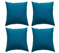 Outdoor Waterproof Cushion Cover, Pack of 2 Throw Pillow Covers Waterproof Garden Cushion Case Linen Square Pillow Cases for Patio Tent Balcony Couch Sofa, 18"x18"(45x45cm) (Deep Blue, 4 Pack)