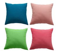 Outdoor Waterproof Cushion Cover, Pack of 4 Throw Pillow Covers Waterproof Garden Cushion Case Linen Square Pillow Cases for Patio Tent Balcony Couch Sofa, 18"x18"(45x45cm)