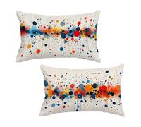 Outdoor Waterproof Cushion Covers 40x60 cm Abstract Garden Furniture Cushion Covers Colourful Rectangle Linen Throw Pillow Case Set of 2, Waterproof Pillowcases with Invisible Zipper for Patio B-9
