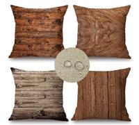 Outdoor Waterproof Cushion Covers 75x75cm 4 Pieces with Wood Colour Patterns Pillow Covers Decorative Garden Cushions for Sofa Living Room Furniture Home Decor Gift Cushions Nordic 30x30in U-227