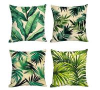 Outdoor Waterproof Cushion Tropical Cushion Covers 50 x 50cm Pack of 4 Square Double Sided Pattern Throw Pillow Covers Leaves Decorative Pillowcases for Garden Furniture Bench Sofa Home Decor F-296