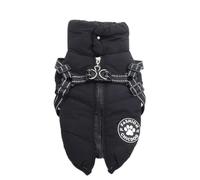 Outdoor Waterproof Dog Snow Cold Jacket With Zipper Winter Warm Reflective Poodle Schnauzer Shiba Inu Pug Coat,Black,2XL