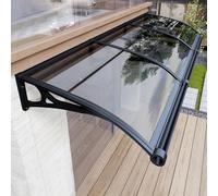 Outdoor Waterproof Door Canopy 24in/31in with Drain Sink Black Aluminum Bracket UV Protect for Front Door Window Patio Roof Cover Porch Rain Shelter (80x320cm/31 x126)
