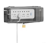 Outdoor Waterproof Electrical Box, Lockable Heavy-duty Weatherproof Outlet Protective Covers With 4/8 Output Holes, For Outdoor Electronic Devices(L Transparent)
