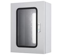 Outdoor Waterproof Electrical Junction Box with Lockable Steel Construction, Mounting Plate, and Visible Window for Secure and Accessible Wiring Protection