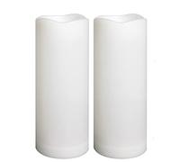 Outdoor Waterproof Flameless LED Pillar Candles with Timer Battery Operated Plastic Large Decorative Electric Candle Lights for Halloween Christmas Wedding Party Centerpiece Decoration 2 Pack 3"x8"