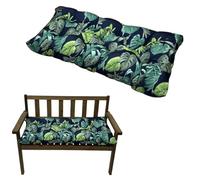 Outdoor Waterproof Garden Bench Cushion 150x50cm, Replacement for 2 or 3 Seater, 8cm Thick, Anti-Slip Ties, Tropical Leaves Design, Ideal for Patio & Indoor Dining