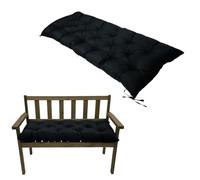 Outdoor Waterproof Garden Bench Cushion 150x50cm Replacement Pad for 2-3 Seater, Non-Slip Straps, 8cm Thick, Ideal for Indoor Dining (Black 120x50x8cm)