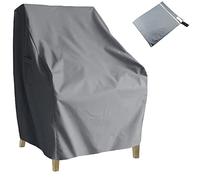 Outdoor Waterproof Grey Patio Chair Cover Heavy Duty Single Lounge Deep Chair Sofa Furniture Protector High Back Chairs Covers for Backyard Veranda Lawn Garden Set of 2