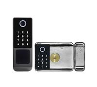 Outdoor Waterproof IP66 Lock Fingerprint Card Code Electronic Password APP Keyless Entry Knobs Smart Door for Home(Tuya double code)