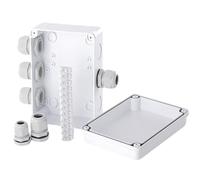 Outdoor Waterproof Junction Box Kit - ABS Electrical Enclosure With Cable Glands & Accessories Weatherproof Connection Box With Terminal Block, Screws, Hole Saw & Screwdriver