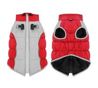 Outdoor Waterproof Large Dog Coat With Zipper Comfortable Warm Cold-Proof Pet Clothing For Bulldogs Labradors Shepherds,Red,XL