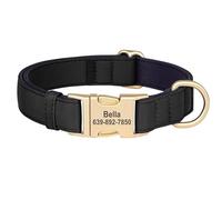 Outdoor Waterproof Nylon Dog Collar Custom Dog Collar Necklace Personalized Pet ID Nameplate Collar For Small And Medium Dogs Pug Labrador,Black,M