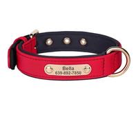 Outdoor Waterproof Nylon Puppy Collar Necklace Personalized Dog Collar Custom Engraving Pet ID Tag Nameplate Collars For Chihuahua Pug French Bulldog,Red,M