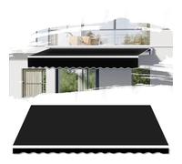 Outdoor Waterproof Patio Awning Replacement Fabric Canopy Cover UV & Water-Resistant 280g/m² Cloth for Deck Balcony Black 22.9x6.5ft -Front Valance Sails