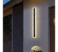 Outdoor Waterproof Patio Wall Light - 3000K Warm White Iron Garden Lamp, Simple Long Strip Design for Porch, Fence, Pathway, Yard Sconce - Black 80cm Decorative Lighting