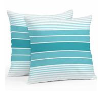 Outdoor Waterproof Pillow Covers for Patio Furniture Turquoise Stripes Decorative Throw Pillow Cover Minimalist Geometric Pillowcases Set of 2 Cushion Case for Sofa Couch Chair Home Decor, 18x18inch