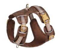 Outdoor Waterproof Reflective Adjustable Breathable Nylon Dog Training Harness For Yorkshire Terrier French Bulldog Pug,Brown,L