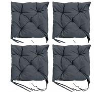 Outdoor Waterproof SET of 4 Chair Seat Pads Garden Chunky Cushions | Plain Grey