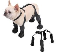 Outdoor Waterproof Snow Dog Boot, Straps Over Back Dog Legging Boot, Harness Walkie Dog Shoe, Anti-Slip and Dirty Proof Suspender Dog Paw Protector for Small to Medium Size Dog (Black,M)