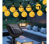 Outdoor Waterproof Solar Garden Crystal Ball Lights, 7M/23FT 50LED with 8 Modes Night Fairy Light String Decoration, Suitable for Garden, Patio, Gazebo, Camping, Party, Fence, Christmas (Warm White)